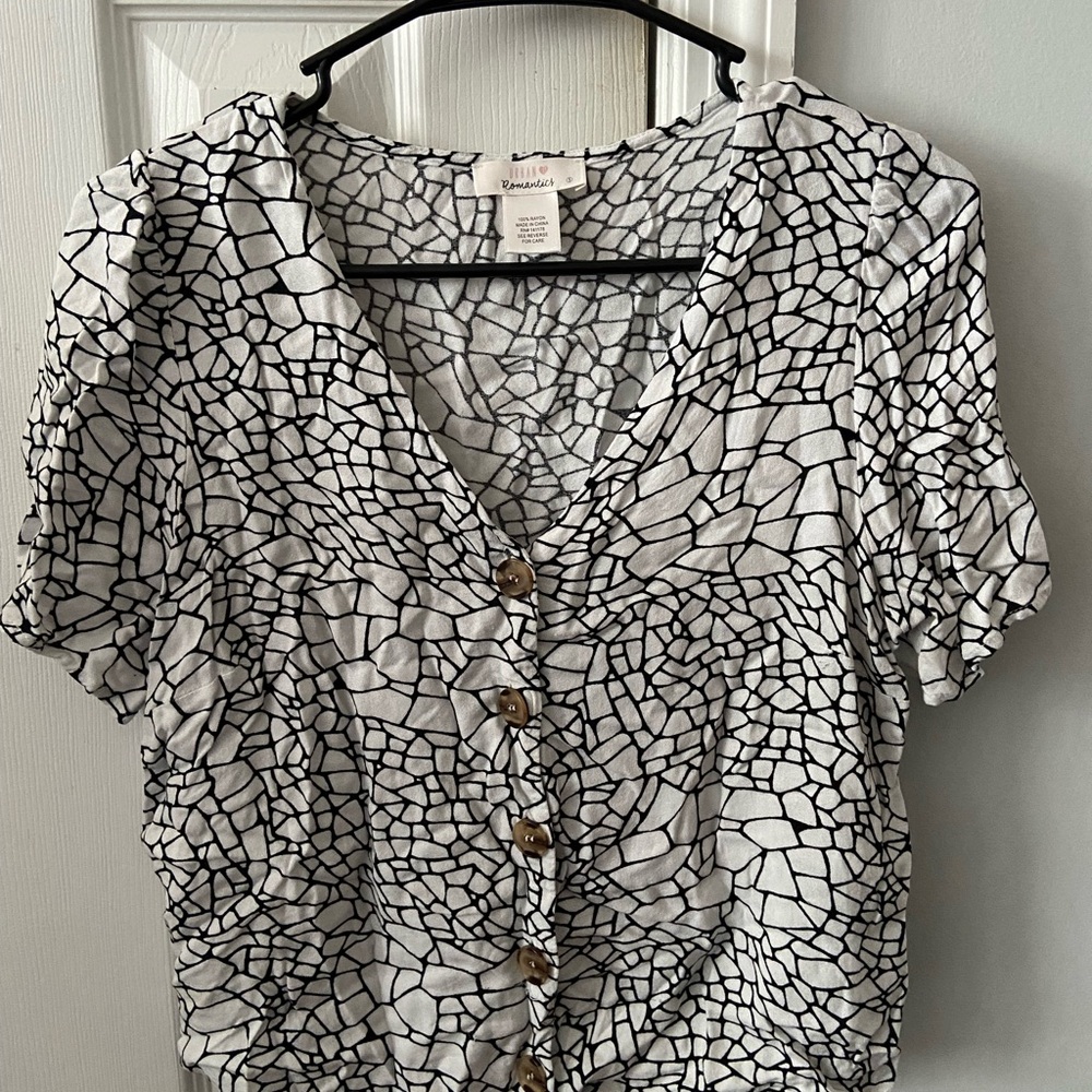 Black and White Button-Up Top